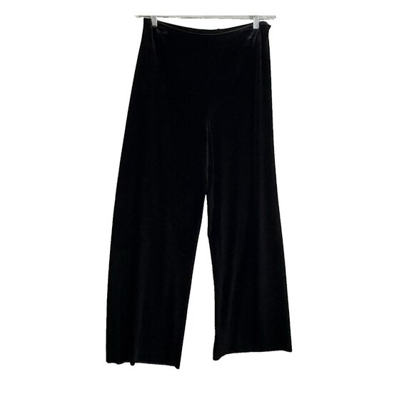 ALEX EVENING Women Velvet Wide Leg Pants Sz L Black Elastic Waist Formal 92-2 - Picture 1 of 11